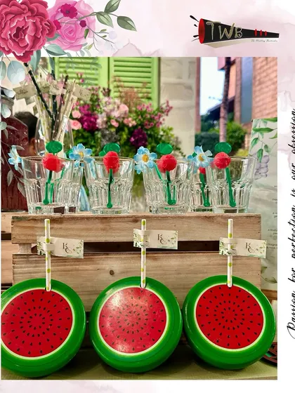 Quirky watermelon-shaped glasses, perfect for adding a playful touch to a daytime event.