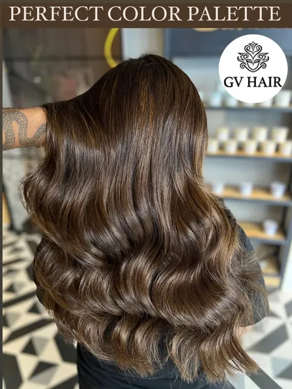 Slay your hair, slay your day. This perfect color palette results in a beautiful, rich, and wavy brown style.