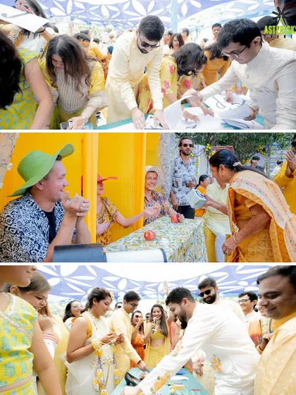 Fun and games at a Haldi celebration. We organize interactive activities for guests to enjoy, ensuring a lively and engaging atmosphere throughout the event.