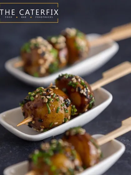 A closer look at my rosemary-tossed baby potatoes, a versatile and delicious option for any event. This dish is part of my Continental menu and is a favourite at house parties and formal dinners alike.