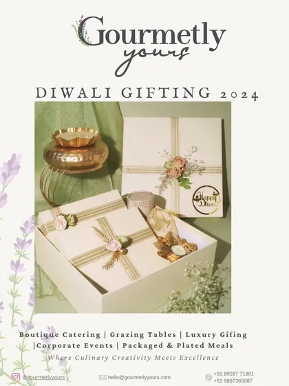 The cover of our Diwali Gifting 2024 catalog, showcasing our signature elegant gift boxes, setting the tone for a luxurious festive season.