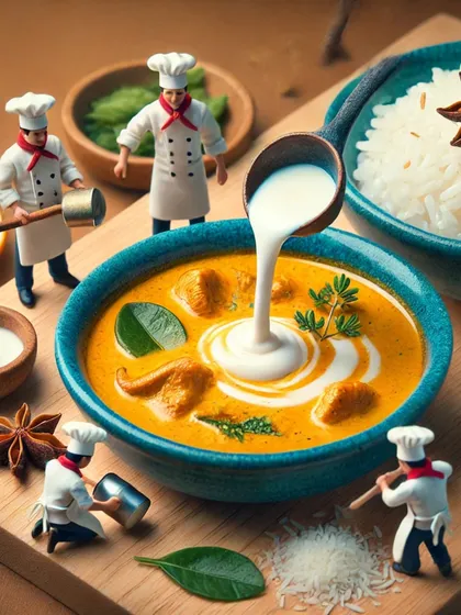 A comforting bowl of Thai curry, assembled with care by my team of tiny chefs.