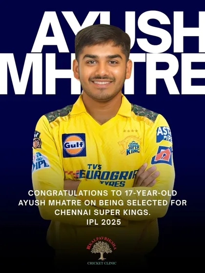 Seeing my students reach the highest level is the greatest reward. Here we celebrate 17-year-old Ayush Mhatre's selection for the Chennai Super Kings in the IPL. This is a result of years of planned hard work and dedication.