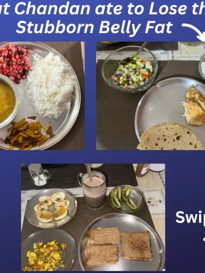 Chandan, an IT manager, lost 6.5 kgs and 4 inches from his waist. He learned to build balanced plates with protein and fiber, eating meals like chicken with roti and dal with rice. His testimonial shows how he learned to make healthy pizzas at home too.