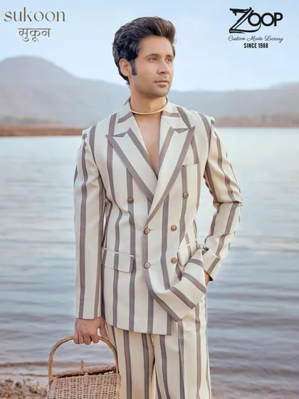 Luxury can be relaxed. This striped double-breasted suit from my Sukoon collection is crafted for effortless elegance, blending the formal with a breezy, contemporary feel for any upscale gathering.