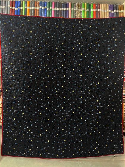 The fun, starry night backing fabric.