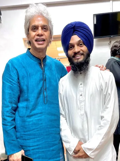 With the legendary Ustad Fazal Qureshi ji, son of my Dada Guru. It is always a blessing to be in the presence of such great masters of the tabla.
