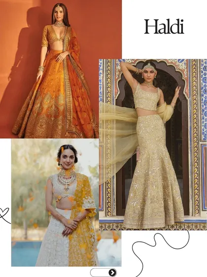 Haldi inspiration focusing on shades of yellow and gold. These warm, sunny colours are perfect for this joyful ceremony and create beautiful, glowing photographs.