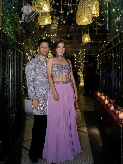 This is how you do fusion right for a Sangeet or Mehndi. A client looking sharp in a custom-printed indo-western jacket, perfectly styled for an evening of celebration and dance.
