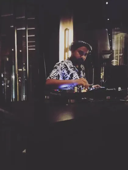 A moody shot from a late-night set in Delhi. I enjoy playing a diverse range of music, including deep house and techno for more intimate settings.
