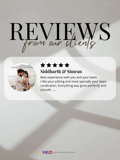 "Best experience with you and your team." A short and sweet review from Siddharth and Simran, who especially liked our editing and team coordination.