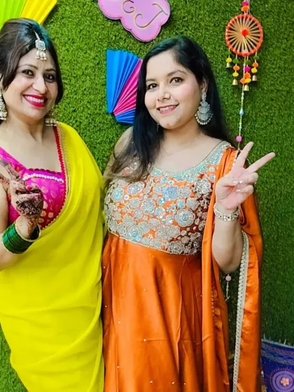 All smiles and peace signs at our Teej party. It's wonderful to see our members connect and celebrate together.