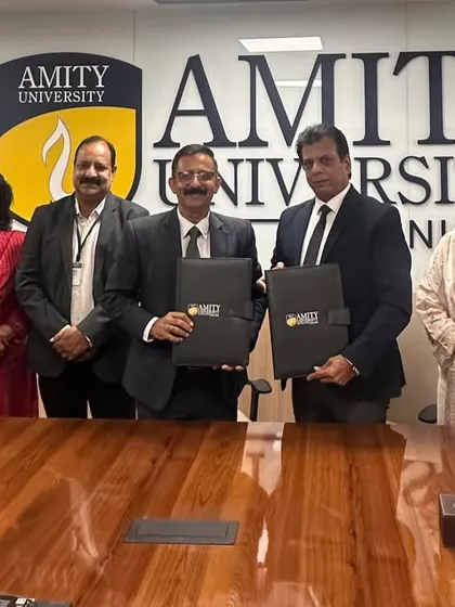 The official group photo marking our partnership with Amity University, which provides a pathway for dual-career development for karate players.