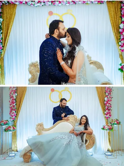 A collection of portraits of the engaged couple on their stage. The groom's tender kiss on the forehead is a classic, timeless expression of love that I always love to capture.