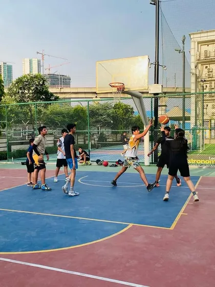 A contested shot right at the rim. We encourage aggressive play on both ends of the floor.