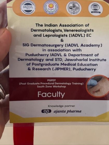 My faculty badge from the Postgraduate Procedural Dermatology Training workshop. It's a responsibility I take very seriously to help shape the future of our field.