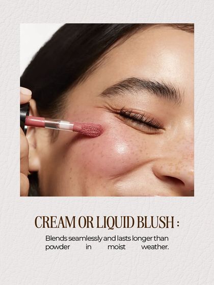 We teach our students to choose formulas based on the environment. A cream or liquid blush blends seamlessly and outlasts powder blushes in moist conditions, ensuring a long-lasting flush of color.