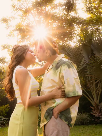 This is the magic we chase. A perfect golden hour portrait where the warm, dreamy light becomes a part of the couple's embrace. We specialize in using natural light to create soft, romantic, and passionate pre-wedding photos.