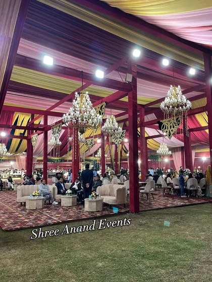 A wide shot of the outdoor venue, showing the vastness of the space and how we structure different seating zones for guest comfort.