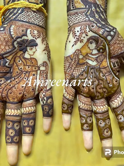 A close-up of the varmala ceremony portrait, showing the fine details of the couple's interaction.