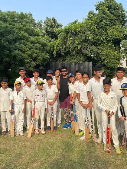 An unforgettable moment for our young cricketers as they gather for a group photo with Indian cricket legend Suresh Raina. These interactions provide invaluable inspiration and create lifelong memories for our players.