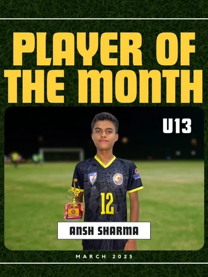 Ansh Sharma, the U13 Player of the Month for March 2025.