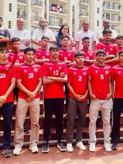 The Haryana U20 team, including our player Jatin, in a formal team photograph.