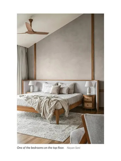 A press feature of one of our top-floor bedrooms, noted for its calming atmosphere and use of natural textures.