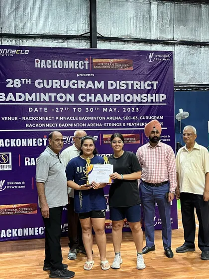 Celebrating a great performance from my players at the 28th Gurugram District Badminton Championship. Seeing them hold their trophies is the ultimate reward for all the hard work we put in during training.