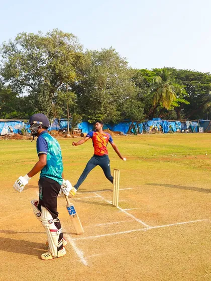 A bowler in action during our T20 President's Cup preparation match.