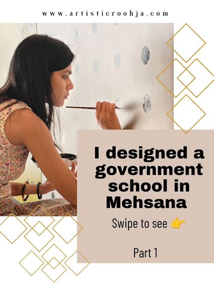 A title card for a post about designing a government school in Mehsana, showing me at work.