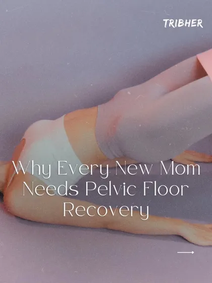 Pelvic floor recovery is a critical, yet often overlooked, part of postpartum healing. This visual highlights why it's essential for every new mom to address pelvic health to prevent issues like back pain and leakage, showing a foundational exercise we teach.