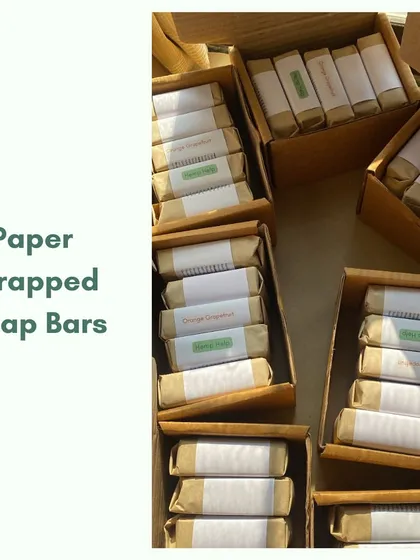 All of our soap bars are wrapped in paper, including the labels. This is a simple but important part of our commitment to being a plastic-free brand.