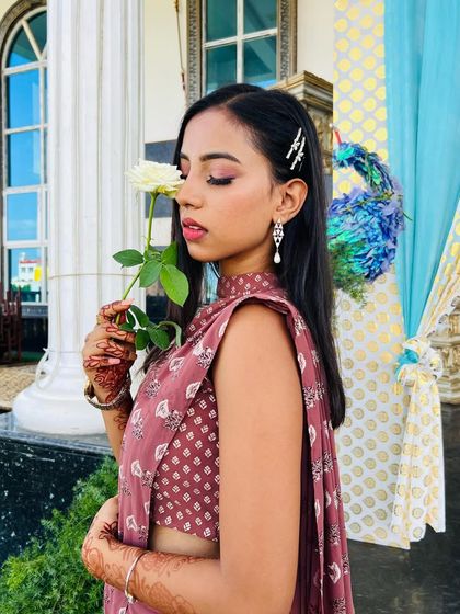 A soft, artistic shot. The makeup is versatile enough to look beautiful in any lighting and setting.