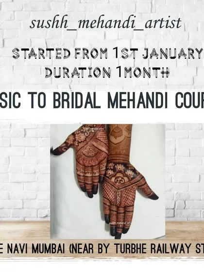 My Basic to Bridal Mehandi Course is open for admission. If you are serious about learning this art, I am here to teach you everything I know, right here in Turbhe, Navi Mumbai.