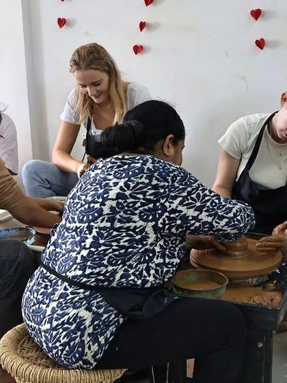 Clay, laughs, and good company. Our studio is always filled with smiles and creativity.