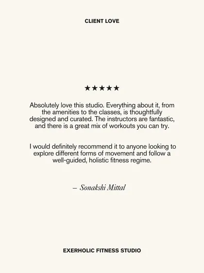 "A great mix of workouts you can try." Thank you to Sonakshi Mittal for this wonderful review. I am so happy to provide a space for exploring different forms of holistic movement.