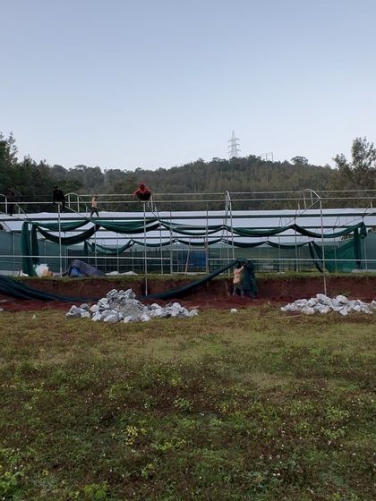 Another view of the outdoor training area in Chikmagalur, where we teach various coffee processing methods in a real farm environment.