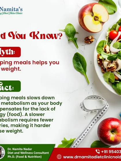 Let's clear up a big myth. Many people think skipping meals will help them lose weight, but *aisa nahi hai*. In fact, it slows down your metabolism because your body starts conserving energy. I always teach my clients to fuel their bodies with balanced meals to support their metabolism, not fight against it.