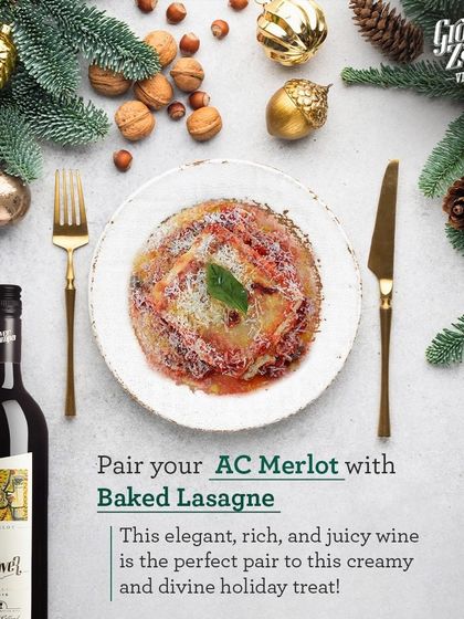 A creamy and divine baked lasagna finds its perfect match in our elegant and juicy Art Collection Merlot. This is a classic comfort food pairing that I often recommend.