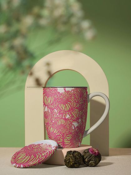 I love seeing my patterns on different products. Here, the 'Petal Pop' design adorns a beautiful mug, turning a simple object into a piece of floral art to brighten your morning coffee.