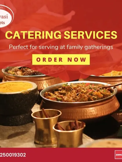 My food is perfect for serving at family gatherings. This image shows a traditional setup with food in authentic copper bowls.