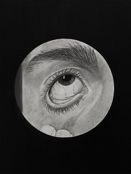 The 6th eye drawing from the series, completed on Day 24. This one captures a look of annoyance or skepticism.