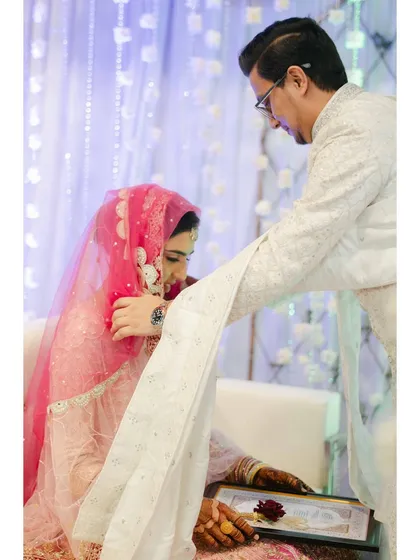 A father's blessing for his daughter on her wedding day. This touching moment is full of emotion, a testament to the strong bonds of family.