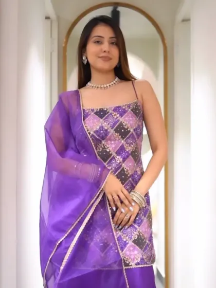 One word for this look? Regal. This purple sharara set is absolutely stunning.