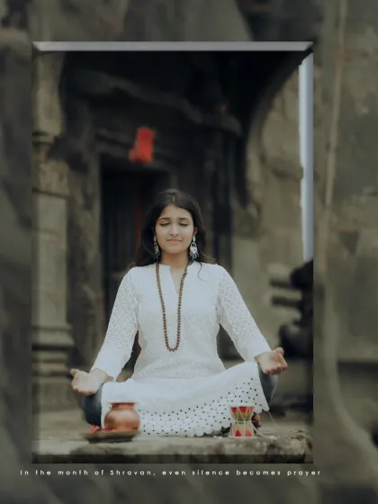 In the month of Shravan, even silence becomes a prayer. A meditative portrait capturing a moment of peace and devotion inside a traditional temple.
