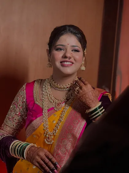 The perfect bridal portrait. My bride looks stunning in her traditional Maharashtrian attire, with makeup that enhances her natural features.