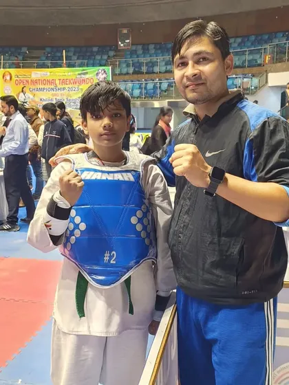 A student ready for his match, showing the focus we instill in our training.