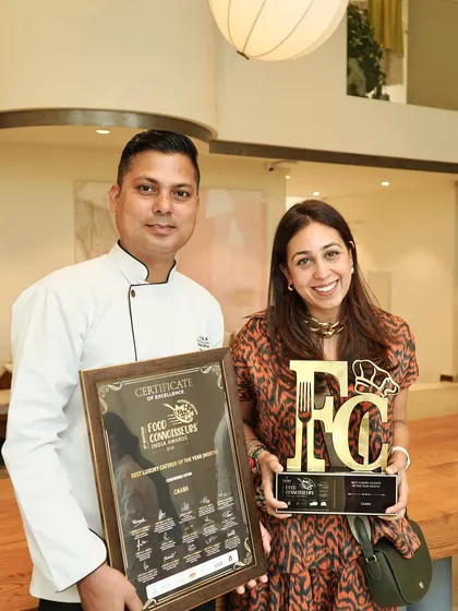 I was incredibly proud to accept the 'Best Luxury Caterer' award for North India. This recognition is a testament to my team's passion, dedication, and the trust our wonderful clients place in us to deliver exceptional experiences.