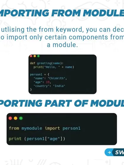 You can import specific parts of a module using the 'from' keyword. This helps keep your code clean and efficient.
